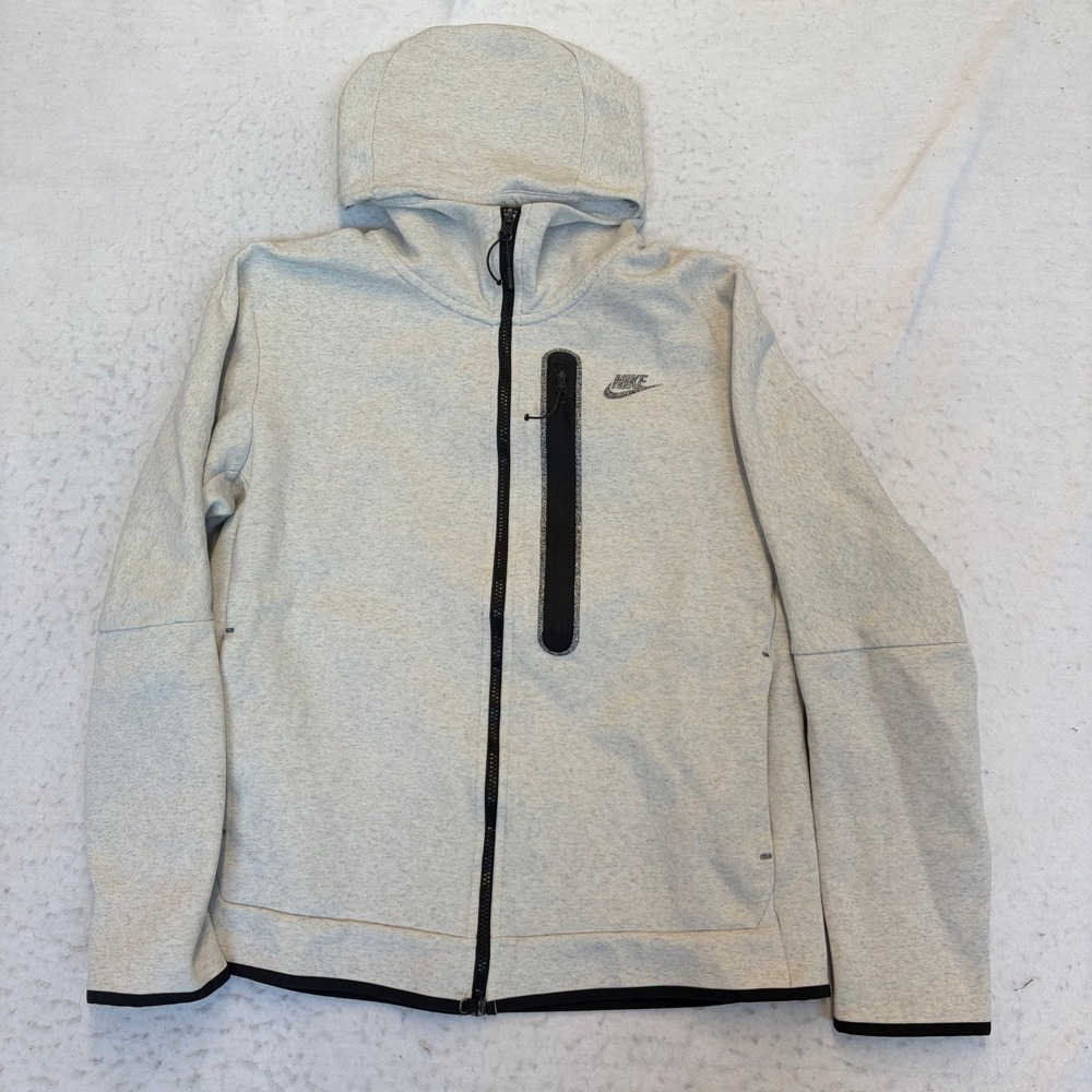 Nike Tech Fleece Full Zip Hoodie Mens Large Grey Heathered Athletic Jacket